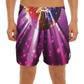 Purple Light Disco Ball Print Men's Split Running Shorts