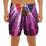 Purple Light Disco Ball Print Men's Split Running Shorts