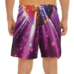 Purple Light Disco Ball Print Men's Split Running Shorts