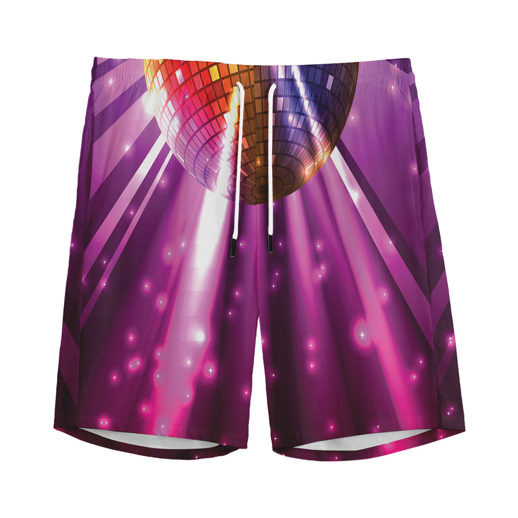 Purple Light Disco Ball Print Men's Sports Shorts