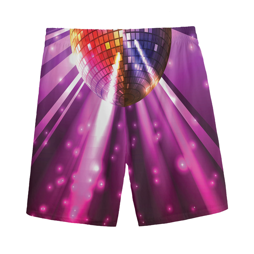 Purple Light Disco Ball Print Men's Sports Shorts