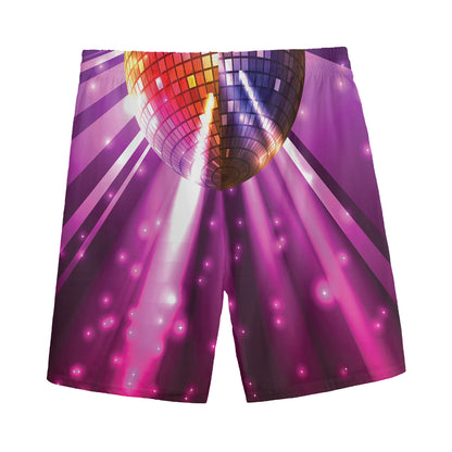 Purple Light Disco Ball Print Men's Sports Shorts