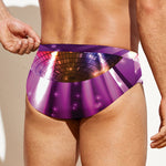 Purple Light Disco Ball Print Men's Swim Briefs