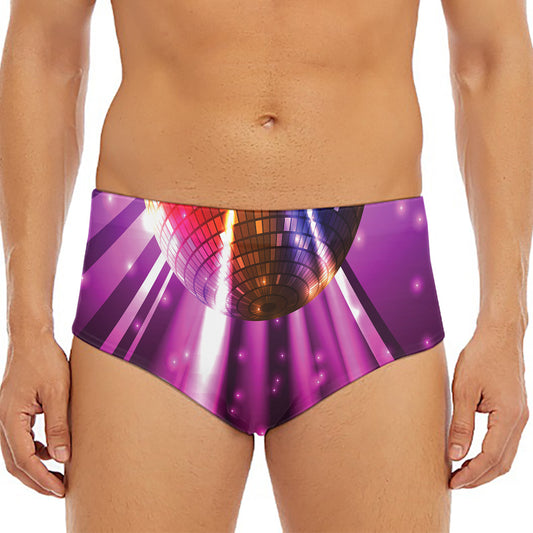 Purple Light Disco Ball Print Men's Triangle Swim Briefs