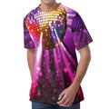 Purple Light Disco Ball Print Men's Velvet T-Shirt