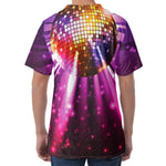 Purple Light Disco Ball Print Men's Velvet T-Shirt