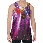 Purple Light Disco Ball Print Men's Velvet Tank Top