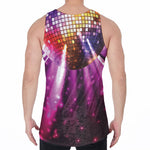 Purple Light Disco Ball Print Men's Velvet Tank Top