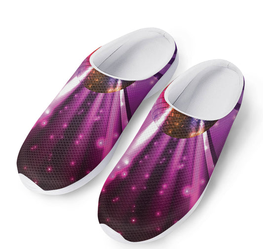 Purple Light Disco Ball Print Mesh Casual Shoes