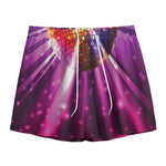 Purple Light Disco Ball Print Mesh Shorts