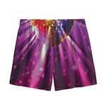 Purple Light Disco Ball Print Mesh Shorts