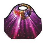 Purple Light Disco Ball Print Neoprene Lunch Bag