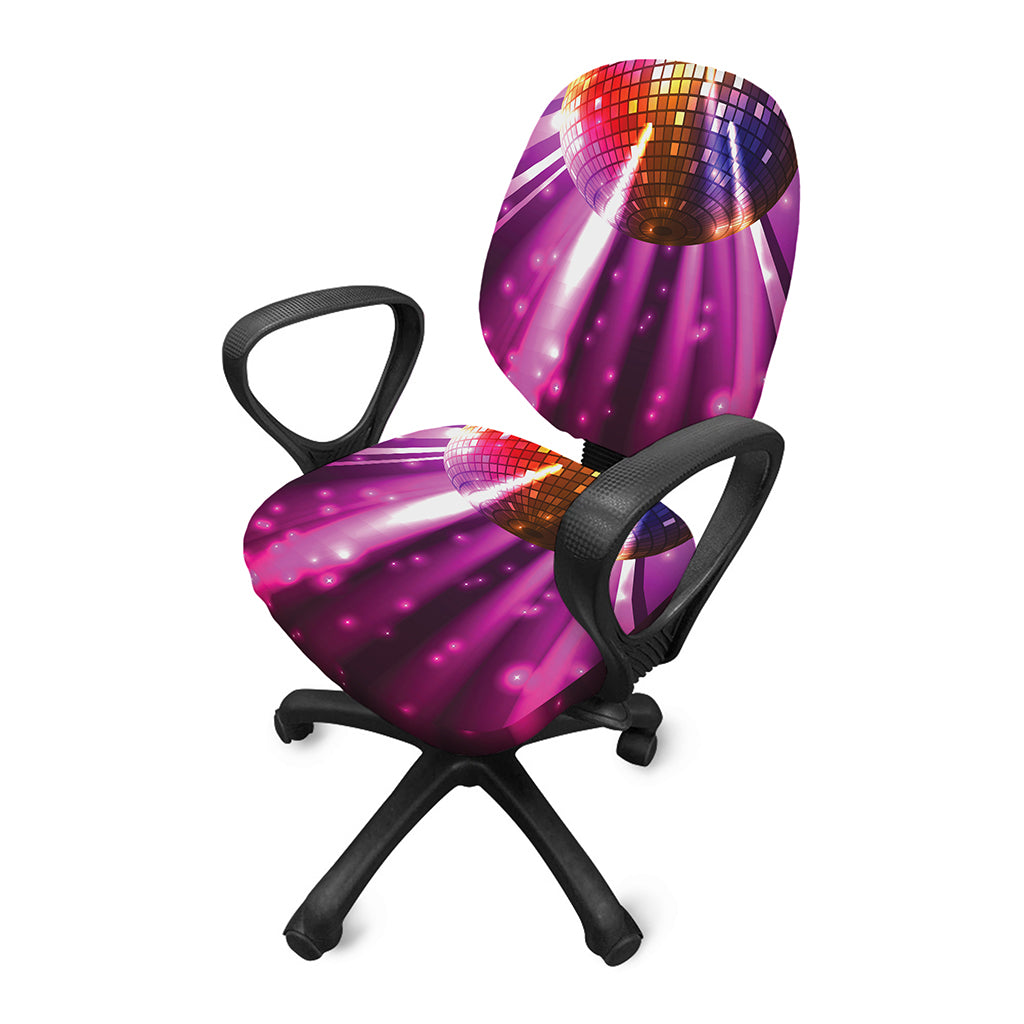 Purple Light Disco Ball Print Office Chair Cover