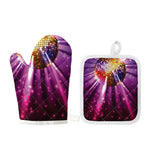 Purple Light Disco Ball Print Oven Mitt And Pot Holder Set