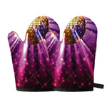 Purple Light Disco Ball Print Oven Mitts