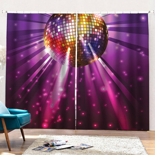 Purple Light Disco Ball Print Pencil Pleat Curtains