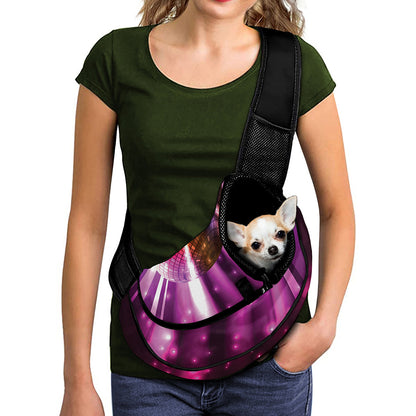 Purple Light Disco Ball Print Pet Sling Carrier