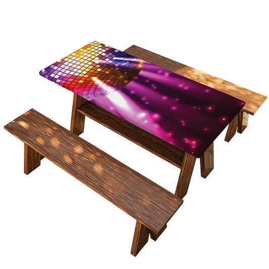Purple Light Disco Ball Print Picnic Table Cover
