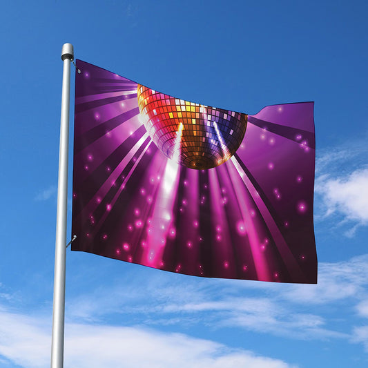 Purple Light Disco Ball Print Polyester Flag