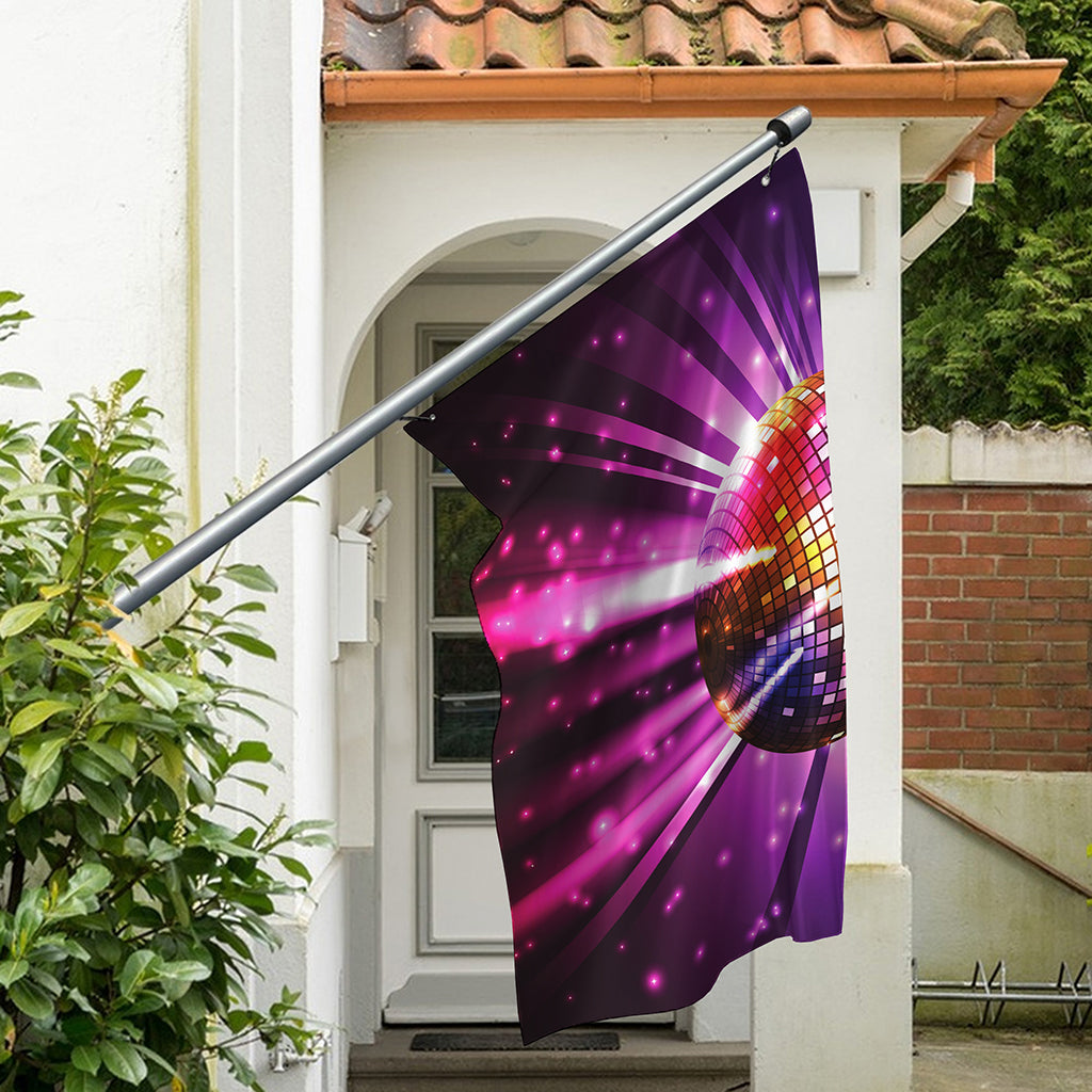 Purple Light Disco Ball Print Polyester Flag