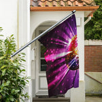 Purple Light Disco Ball Print Polyester Flag