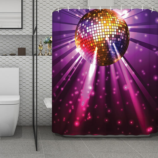 Purple Light Disco Ball Print Polyester Shower Curtain