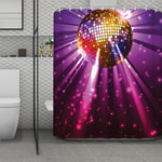 Purple Light Disco Ball Print Polyester Shower Curtain