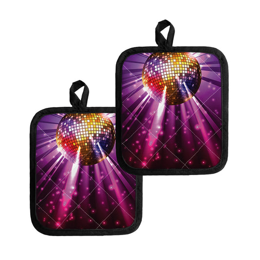 Purple Light Disco Ball Print Pot Holders