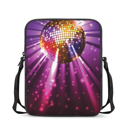 Purple Light Disco Ball Print Rectangular Crossbody Bag