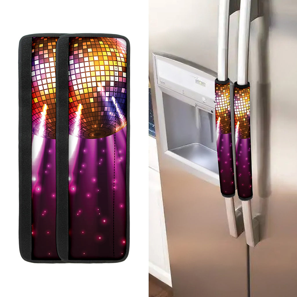Purple Light Disco Ball Print Refrigerator Handle Covers