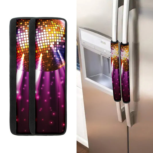 Purple Light Disco Ball Print Refrigerator Handle Covers