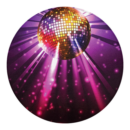 Purple Light Disco Ball Print Round Blanket