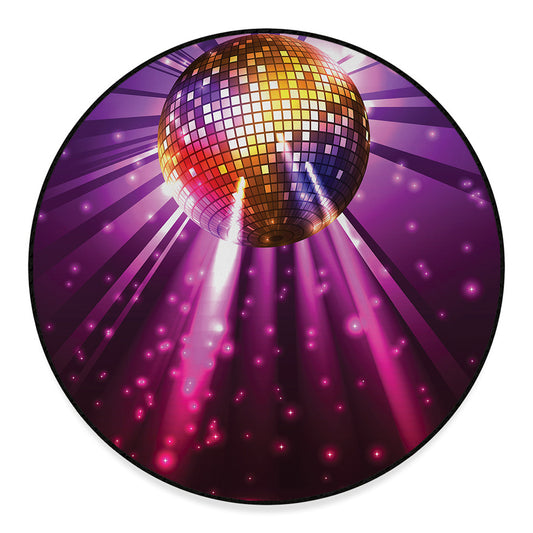 Purple Light Disco Ball Print Round Floor Mat
