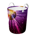 Purple Light Disco Ball Print Round Laundry Basket