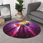Purple Light Disco Ball Print Round Rug