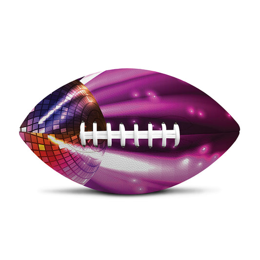 Purple Light Disco Ball Print Rugby Ball