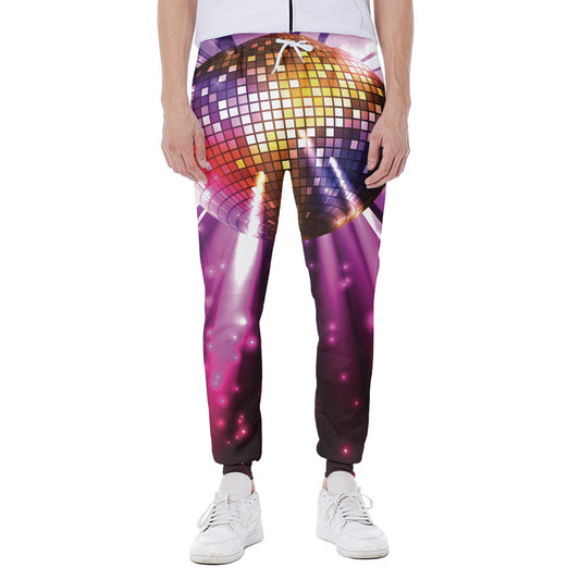 Purple Light Disco Ball Print Scuba Joggers