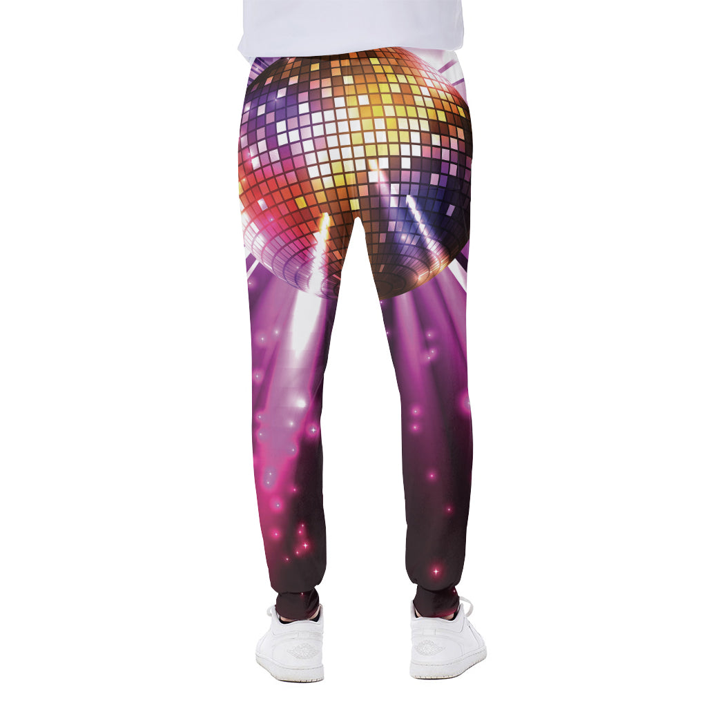 Purple Light Disco Ball Print Scuba Joggers