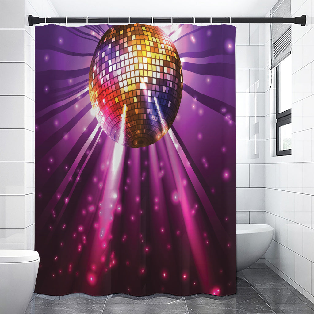 Purple Light Disco Ball Print Shower Curtain