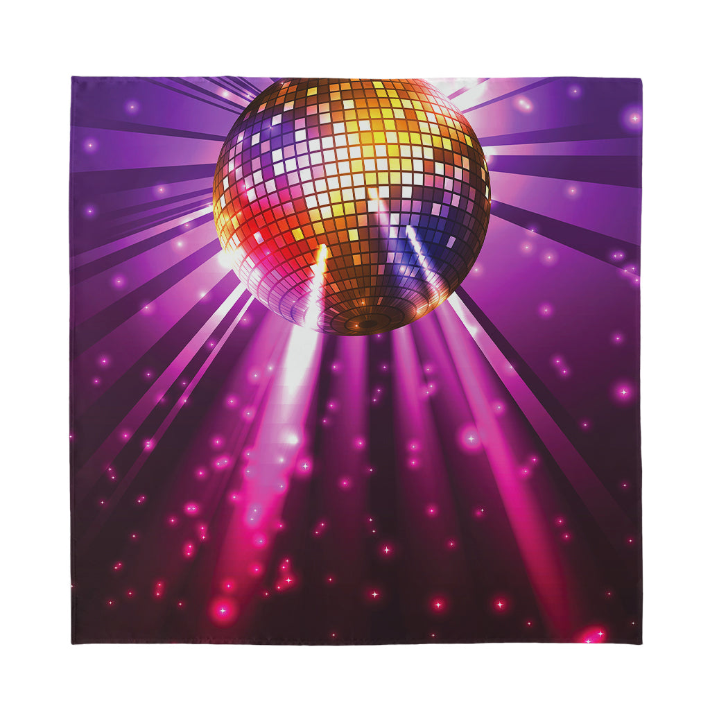 Purple Light Disco Ball Print Silk Bandana