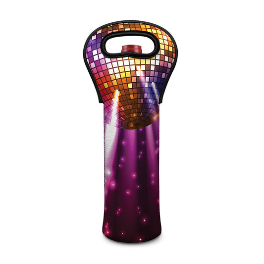 Purple Light Disco Ball Print Single Neoprene Wine Tote