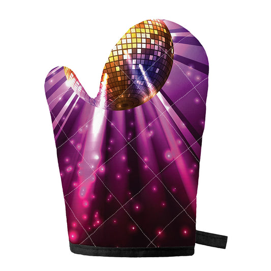 Purple Light Disco Ball Print Single Oven Mitt
