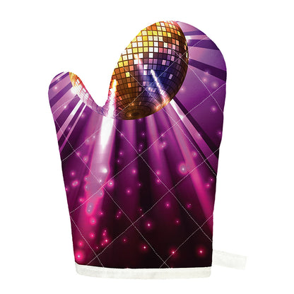 Purple Light Disco Ball Print Single Oven Mitt