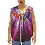 Purple Light Disco Ball Print Sleeveless Baseball Jersey