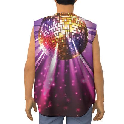 Purple Light Disco Ball Print Sleeveless Baseball Jersey