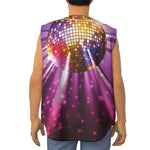 Purple Light Disco Ball Print Sleeveless Baseball Jersey