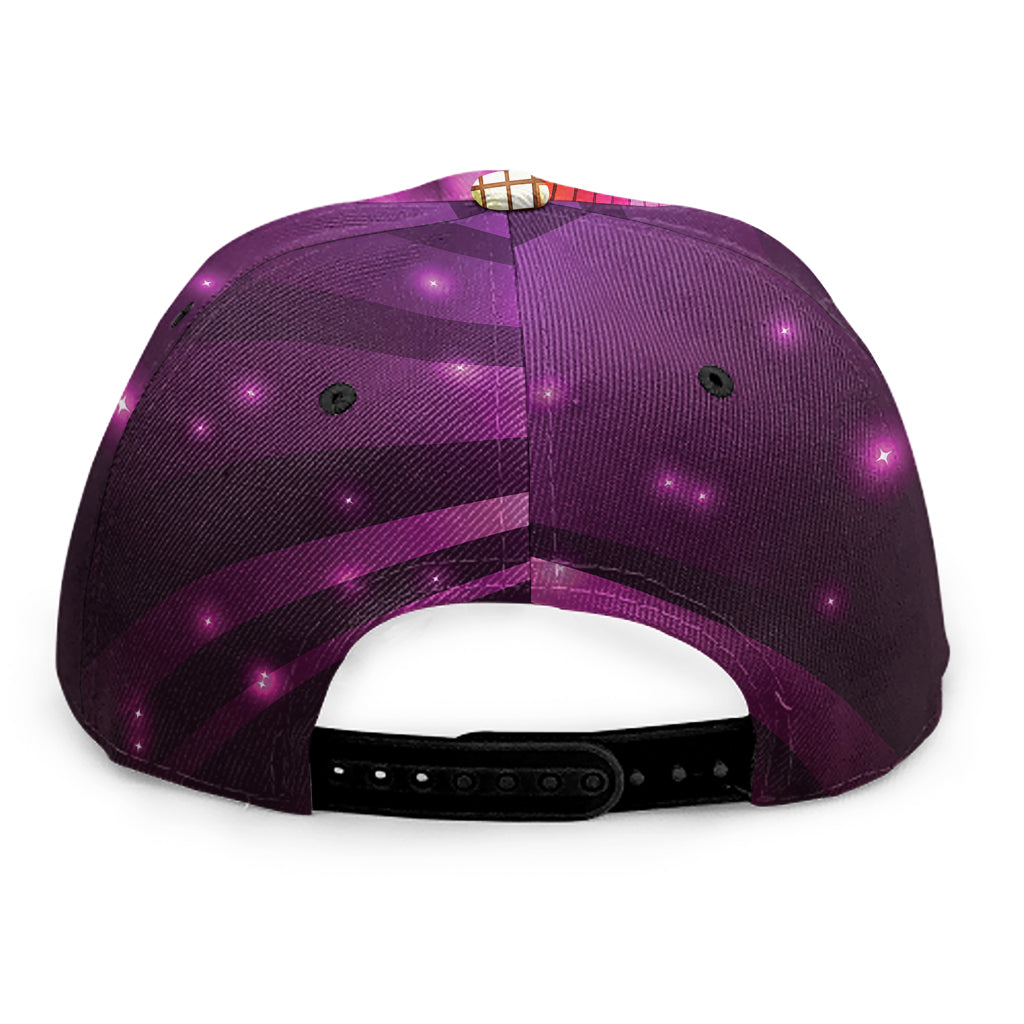 Purple Light Disco Ball Print Snapback Cap