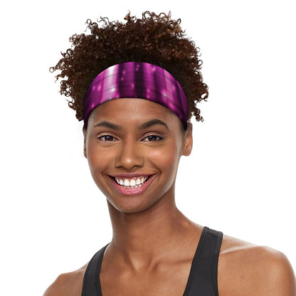 Purple Light Disco Ball Print Sports Headband