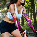 Purple Light Disco Ball Print Sun Protection Arm Sleeves