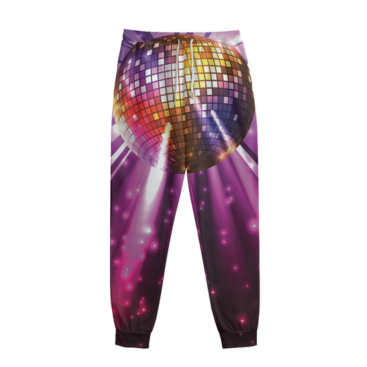 Purple Light Disco Ball Print Sweatpants